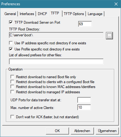 dhcp tftp configuration